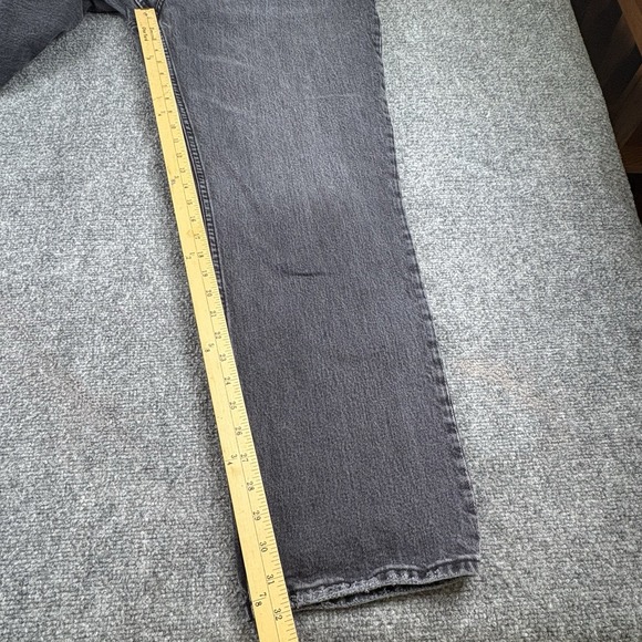 Abercrombie Fitch 90s Straight High Rise Jeans 35L 42x32 Faded Black Curve Love - Picture 5 of 16